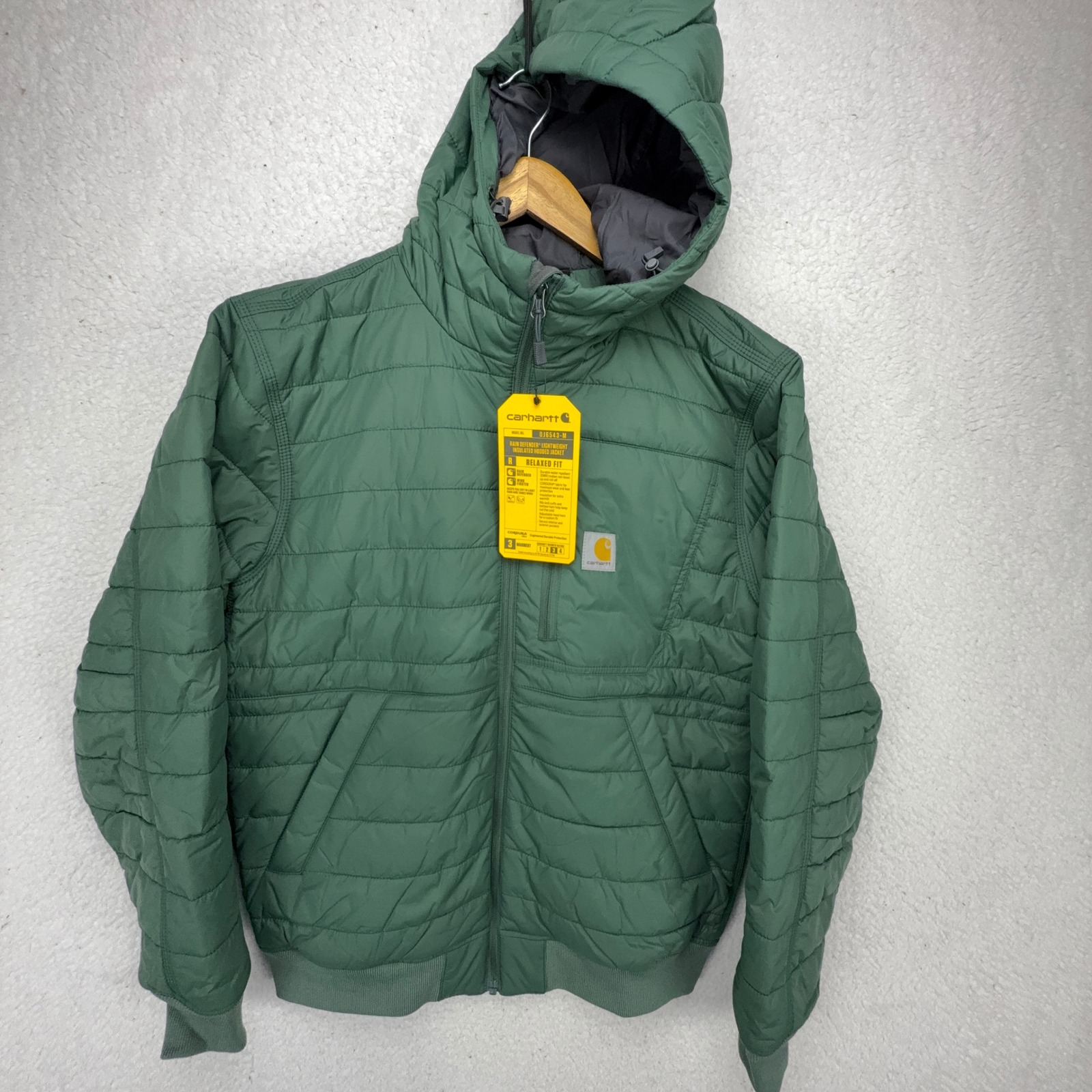 Carhartt Gilliam Active Jac Rain Defender Hooded Jacket Mens Small Green Nwt